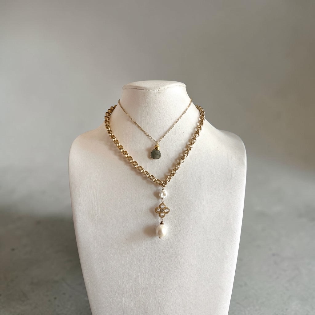 Labradorite Reverie — handmade sustainable luxury jewelry detail, responsible materials, angle 2