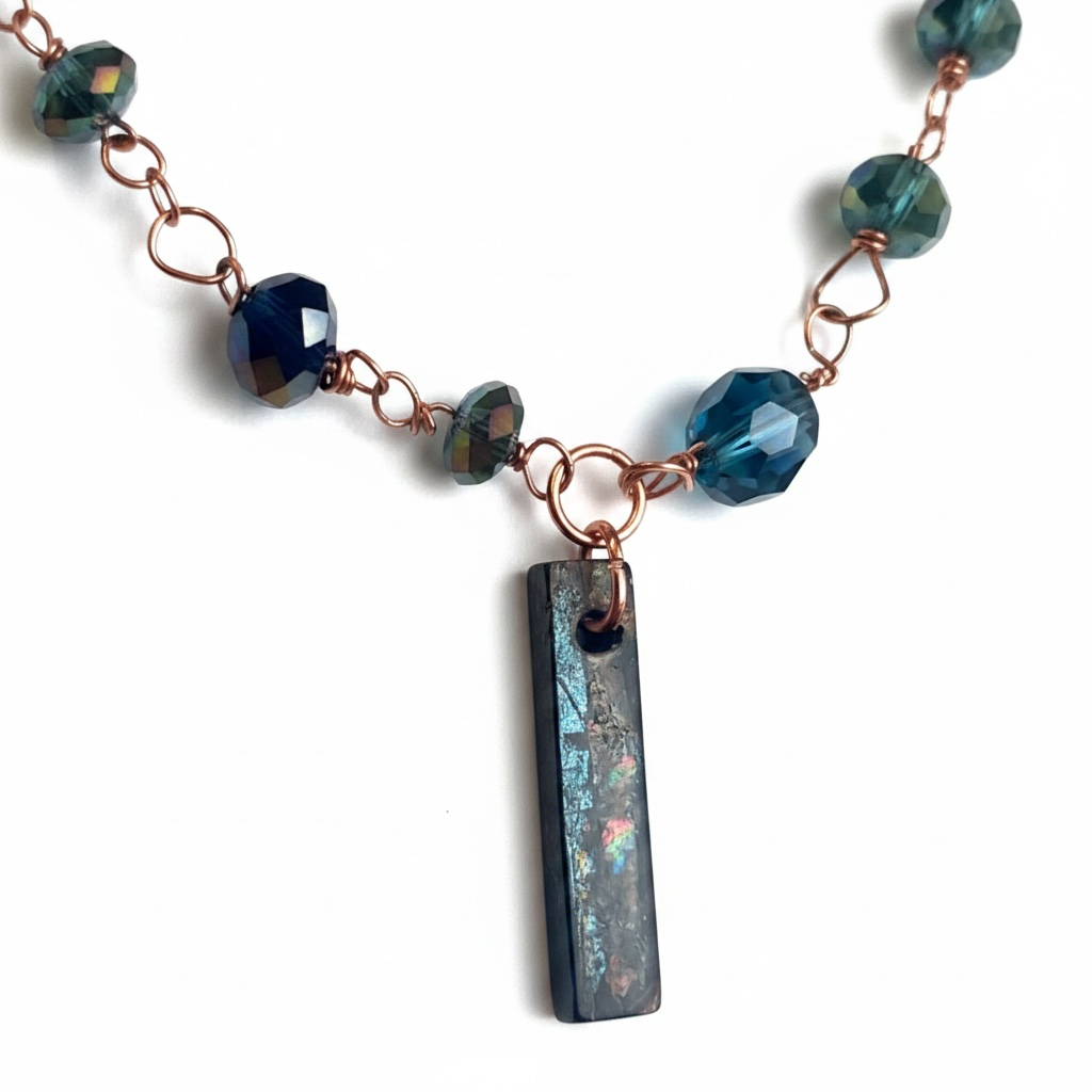 Midnight Tide — handmade sustainable luxury jewelry detail, responsible materials, angle 3